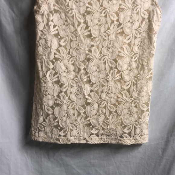 Cream ivory sheer lace top no size ruffled sleeves - Picture 10 of 11